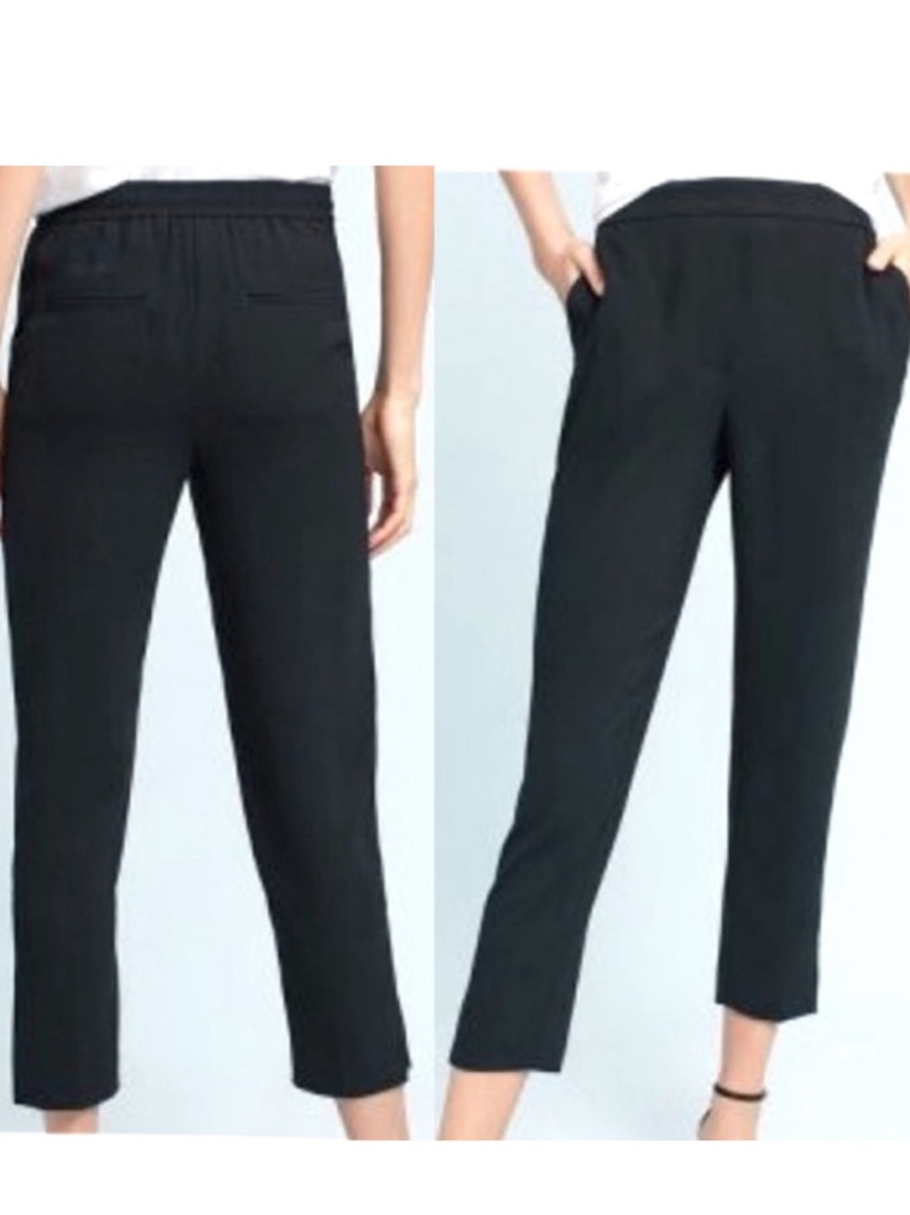 Anthropologie Black The Essential Pull On Trousers Pants Elastic Waist S